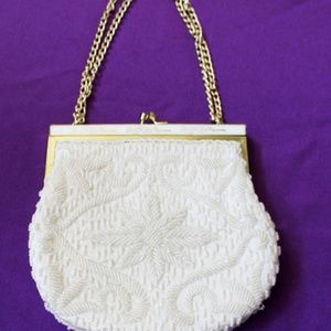 White Beaded Fancy Handbag